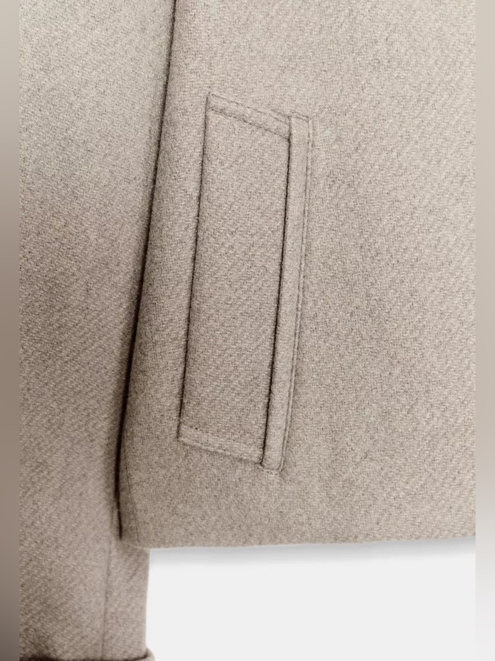 Zara Beige Cropped Jacket with Dark faux leather trim bomber. POP - Picture 2 of 12